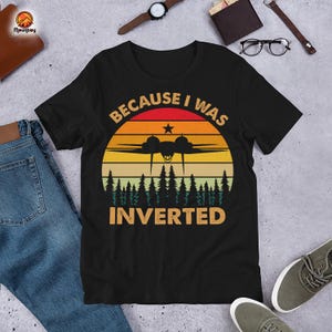 Retro Inverted Flight Pilot Sunset Funny Shirt