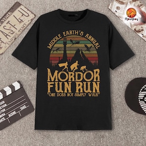 Middle Earth's Annual Mordor Fun Run One Does Not Simply Walk  Shirts, Hobbit LOTR Sunset Vintage Shirt