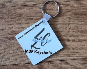 Sublimation Blank Square MDF Keychain – DIY Heat Transfer, Double-Sided