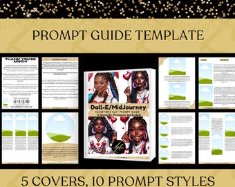 May include: A guide for using Dall-E and Midjourney to create Valentine's Day images. The cover features two women with red hearts and balloons. The guide includes 6 sample prompts and 10 prompt styles.