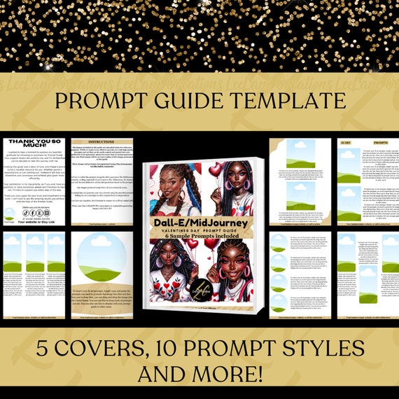 AI Prompt Guide Canva Template | Midjourney, DALL-E (PDF)