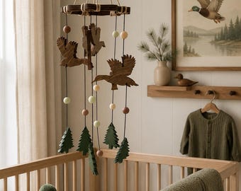 Duck Hunting Nursery Mobile | Handmade Wooden Crib Mobile | Rustic Woodland Baby Decor