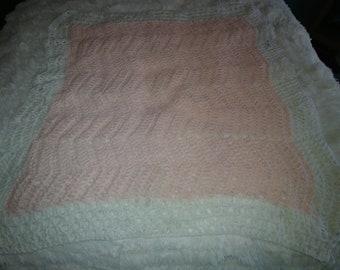 261 - Little Girls Pink and White Afghan