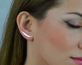 Sterling silver ear climber earrings, statement earrings, ear crawler, ear wrap, modern earrings, dainty earrings, minimalist earrings
