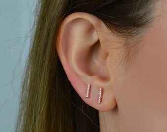 Bar Earrings, Simple stud earrings, Simple gold bar earrings, Line earrings, rose Gold bar earrings, Dainty gold studs, Minimalist Earrings