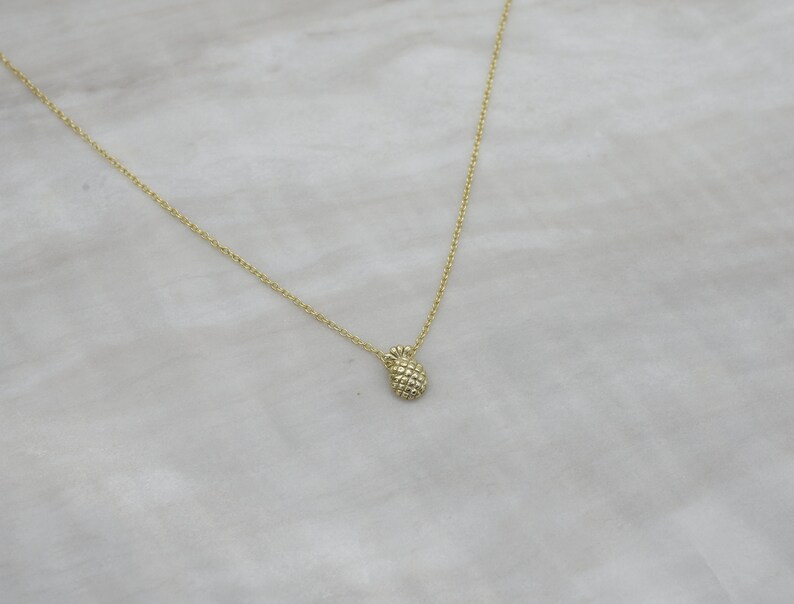 delicate necklace pineapple necklace tiny charm necklace summer necklace gift for her choker necklace gold necklace dainty necklace