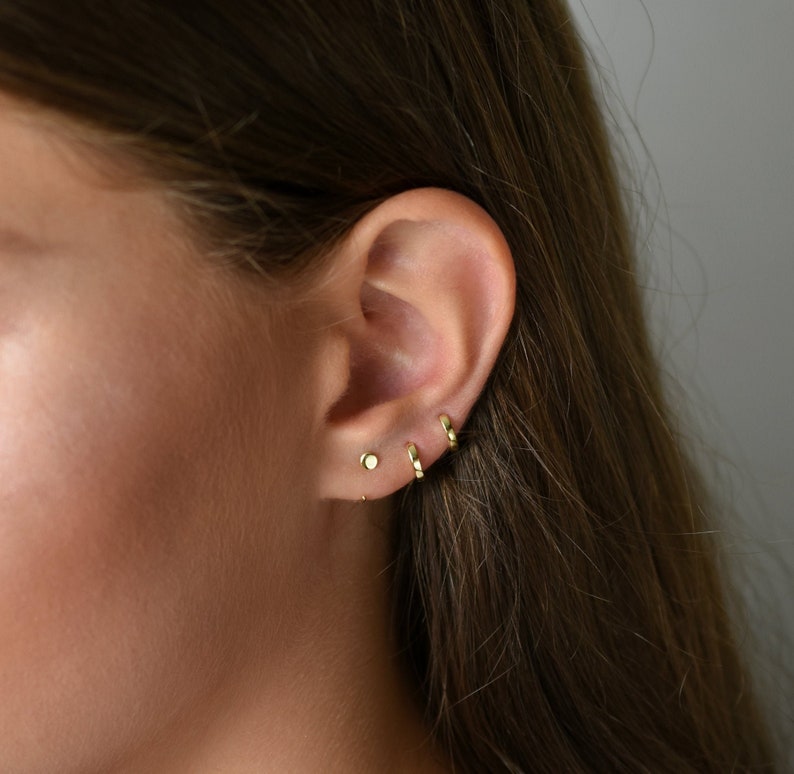Tiny earrings Mini hoop earrings Huggie earrings Gold Etsy