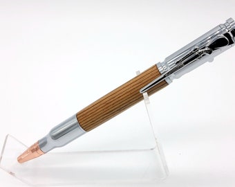gift for hunters with personal engraving and real leather case - K98 plywood shaft  Repetier ballpoint pen - naturally handmade