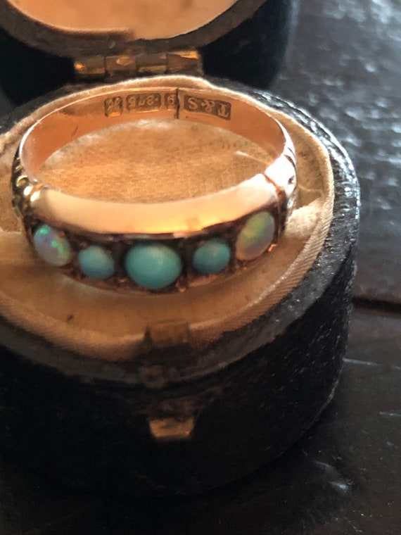 Beautiful 9k turquoise and opal band - image 3