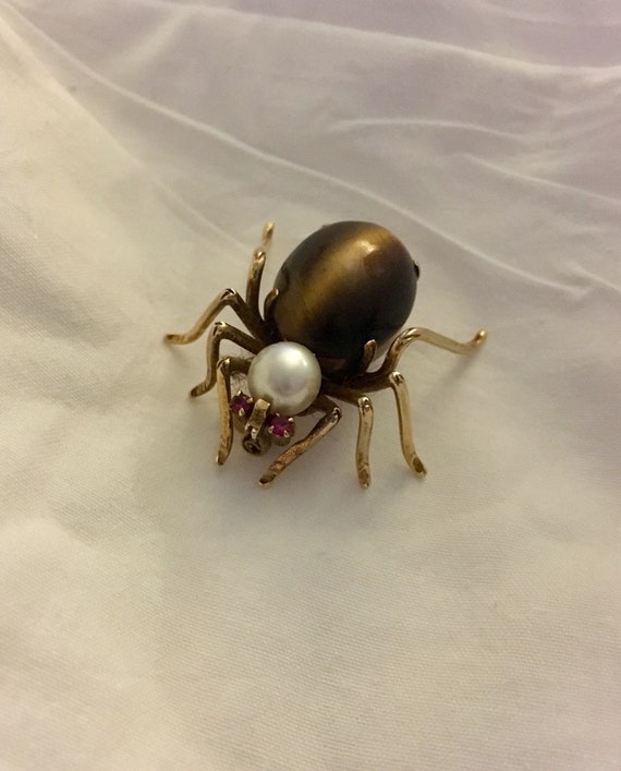 Victorian Spider 14k brooch
