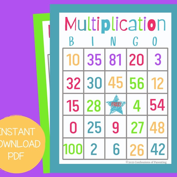 Multiplication Bingo | Bingo for the Classroom | Math Bingo | Bingo for Kids | Fun Bingo | Homeschool Bingo | Printable Classroom Game