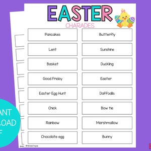 50 Easter Charades | Printable Easter Charades | Easter-Themed Charade | Easter Party Game | Easter Activity for All Ages | Charade for Kids