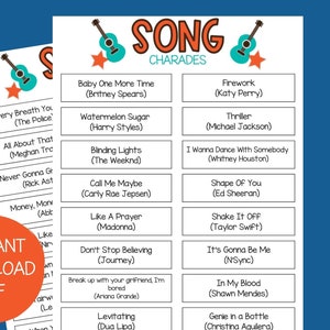 300 Charades Ideas | Printable Games | Games for Teens | Games for Kids | Song Charades Game | Family Game Night | Charades Game for All Age