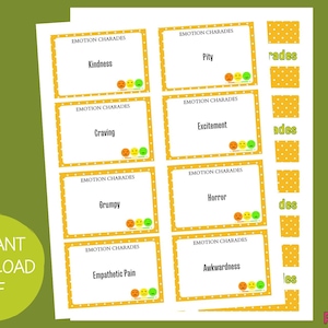 48 Charadas de emociones / Charadas de sentimientos / Charadas de sentimientos / Actividad para el aula / Tarjetas de juego de charadas de emociones imprimibles /