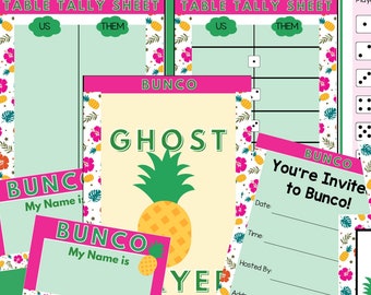 Luau Bunco Game Set | Tropical Printable Bunco Scorecards | Printable Bunco Scorecards | Printable Game | Luau Party Game | Hawaiian Bunco