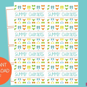 56 Summer Charades | Charades for Kids | Summer Party Game | Printable Summer Charades | Beach & Pool Party Charades | Summer Camp Activity