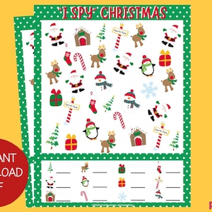 Christmas I-Spy Printable | Christmas Activity | Christmas Activities for Kids | I-Spy Worksheet | Holiday I-Spy Game | Christmas Printables