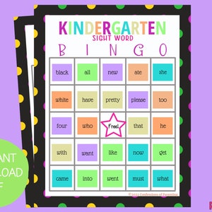 Kindergarten Sight Word Bingo Kindergarten Sight Words Sight Word ...