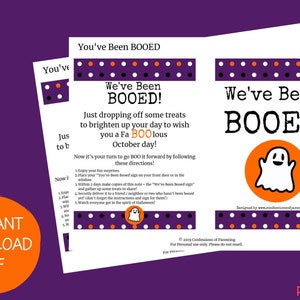 You&#39;ve Been Boo-ed | Halloween Printable | Printable Halloween Surprise Game | Halloween Boo-ing Game  | Halloween Neighborhood Activity