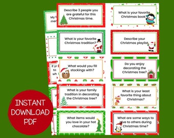 50 Christmas Journal Prompts | Printable Christmas Writing Prompts | Holiday Journal Prompts for Kids | Christmas Writing Activities