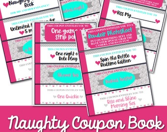 Naughty Coupon Book | 52 Printable Naughty Coupons | Sexy Date Night Coupons | Flirty & Spicy Coupon Book | Romantic Intimate Gift Idea