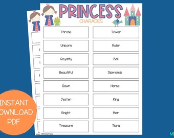 Princess Charades Game Printable Games Party Games Games Etsy