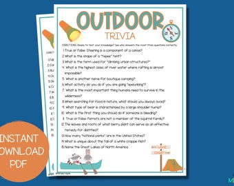 Outdoor Trivia Questions Game | Printable Party Games | Fun Activities for Kids & Adults | Fun Games in the classroom