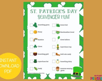 St. Patrick's Day Scavenger Hunt | St. Patrick's Day Treasure Hunt | Printable St. Patrick’s Scavenger Hunt | Outdoor Printable Activity
