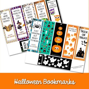 12 Halloween Bookmarks | Printable Halloween Bookmarks | Halloween Reading Bookmarks | Spooky Halloween Bookmarks | Book Lovers & Students