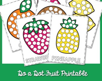 12 Fruit Do A Dot Printable |  Do A Dot Fruit Printable | Printable Do-A-Dot Fruit Worksheets | Dab & Dot Worksheets | Learning Activity