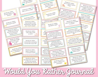 50 Would You Rather Journal Prompts| Printable Would You Rather Writing Prompts| Printable Writing Prompts | Fun Writing Inspiration for All