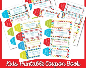 Kids Coupon book, 39 Printable Coupons for kids,  Gifts for kids, Gifts for boys, Stocking Stuffers, Last Minute Gift for kids, Digital