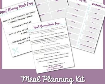 Meal Planning Made Easy | Meal Planner Printables | Grocery List Meal Planning Kit | Meal Prep & Planning Kit | Grocery and Recipe Tracker