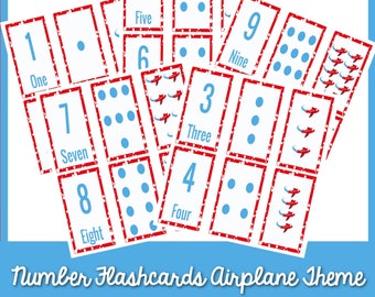 Number Flashcards 1-10 Airplane Theme