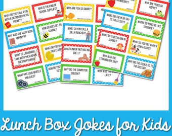 24 Lunch Box Jokes for Kids | Printable Kids Jokes | School Lunch Joke Cards | Lunch Box Surprise Notes | Daily Jokes Printable | Joke Cards