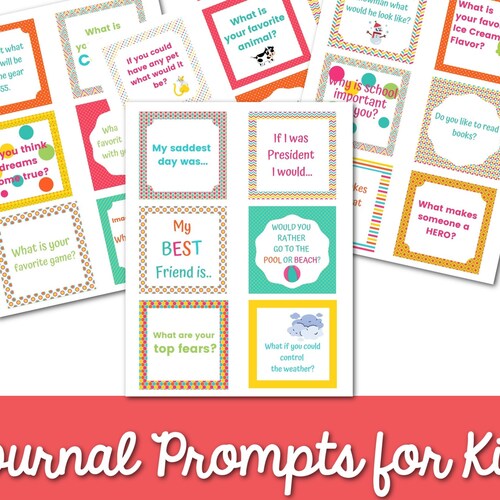 48 Journal Prompts for Kids Journal Prompts Story Prompts Etsy