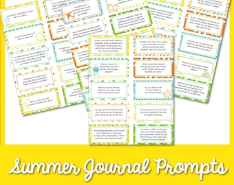 50 Summer Journal Prompts | Printable Summer Writing Prompts | Daily Summer Writing Prompts | Printable Summer Journal | Writing Activity