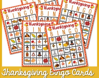 7 Thanksgiving Bingo Cards | Printable Thanksgiving Bingo | Printable Bingo Cards | Thanksgiving Bingo for Kids & Adults | Holiday Printable