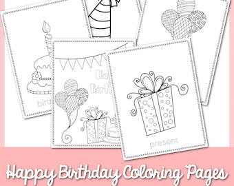 5 Birthday Coloring Pages | Printable Birthday Coloring Sheets | Birthday Party Activity | Printable Kids Birthday Coloring Pages for kids