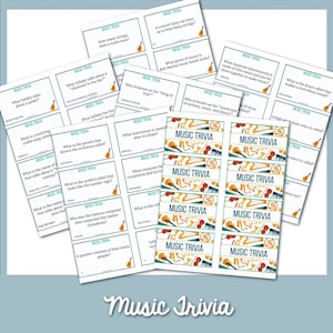 50 Music Trivia Questions | Printable Music Trivia | Music-Themed Trivia Game | Music Quiz Game | Music Lovers Trivia for Kids & Adults