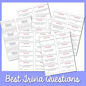300 preguntas de trivia / Trivia de conocimientos generales / Preguntas para la noche de trivia familiar / Actividad de trivia en el aula / Juego educativo imprimible