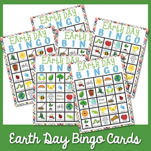 7 Earth Day Bingo Karten | Druckbares Earth Day Bingo | Earth Day Klassenzimmer Aktivität | Umwelt Bingo | Earth Day Spiele für Kinder | Bingo Spiel