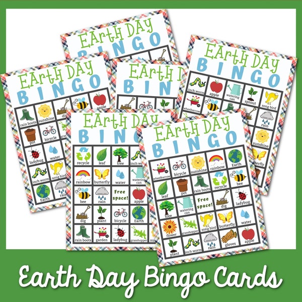 Cartes de Bingo du Jour de la Terre, Jeu de Bingo à la Maison, Activité Amusante pour les Enfants, Jeux de Bingo pour les Enfants