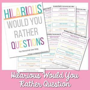 100 Hilarious Would You Rather Questions Journal Prompts - Etsy