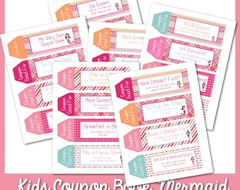 Kids Coupon book, Mermaid Coupons for kids,  Gifts for kids, Gifts for girls, Stocking Stuffers, Last Minute Gift for kids, Digital, Mermaid