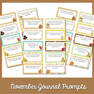 November Journal Prompts, November Writing Prompts for Kids (Instant ...