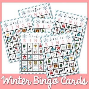 7 juegos de bingo de invierno / bingo de invierno imprimible / bingo de fiesta de invierno / tarjetas de bingo de invierno imprimibles / noche de juegos en familia / diversión en el aula para todos