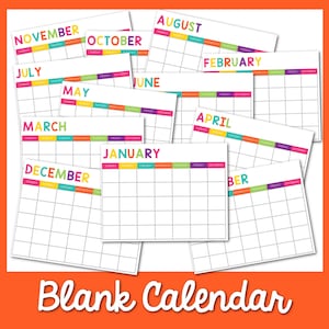 Blank Calendar Printable | Printable Monthly Calendar | Undated Calendar PDF | Monthly Planner Printable  | Reusable Calendar Template