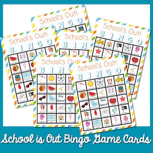 6 Tarjetas de bingo de fin de curso / Bingo imprimible de último día de curso / Bingo imprimible de fin de curso / Bingo de fin de curso / Bingo de fin de curso