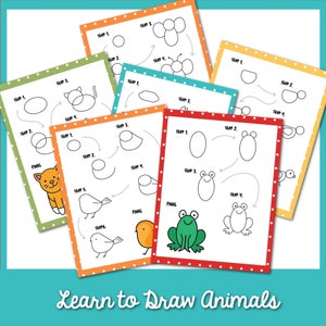 12 Learn to Draw Animals | How to Draw Animals | Drawing Pages for Beginners | Step-by-Step Drawing for Kids | Animal Drawing Worksheets